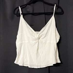 Abercrombie & Fitch White Twist-Front Spaghetti Strap Tank